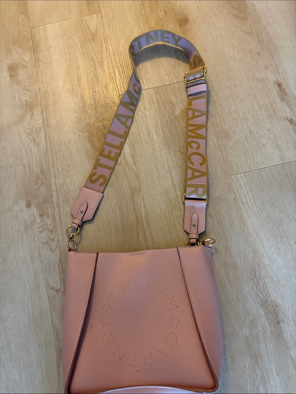 Stella McCartney Blush Pink Shoulder Bag with Branded Webbing Strap